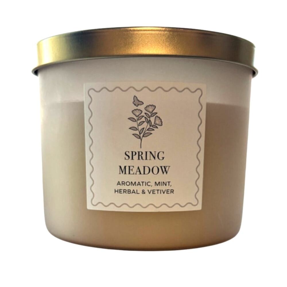Place & Time Spring Meadow 3-Wick 14oz Candle Scented NEW Aromatic Mint Earthy